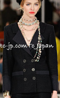 CHANEL 16C Black Cotton Double Jacket Coat 40 42 シャネル ブラック コットン ダブル ジャケット コート 即発