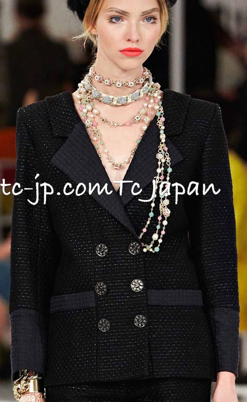 CHANEL 16C Black Cotton Double Jacket Coat 40 42 シャネル ブラック コットン ダブル ジャケット コート 即発