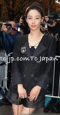 CHANEL 16C Black Cotton Double Jacket Coat 40 42 シャネル ブラック コットン ダブル ジャケット コート 即発