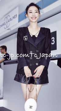 CHANEL 16C Black Cotton Double Jacket Coat 40 42 シャネル ブラック コットン ダブル ジャケット コート 即発