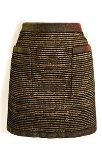 CHANEL 10C Gold Metallic Stripe Long Jacket Coat Skirt Setup 34 シャネル ゴールド メタリック ストライプ ロング ジャケット コート スカート セットアップ 即発