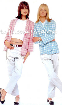 CHANEL 96S Vintage Green Ivory Wool Vest Jacket 38 40 シャネル ヴィンテージ グリーン アイボリー スーパーモデル ウール ベスト ジャケット 即発