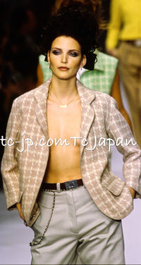 CHANEL 96S Vintage Green Ivory Wool Vest Jacket 38 40 シャネル ヴィンテージ グリーン アイボリー スーパーモデル ウール ベスト ジャケット 即発