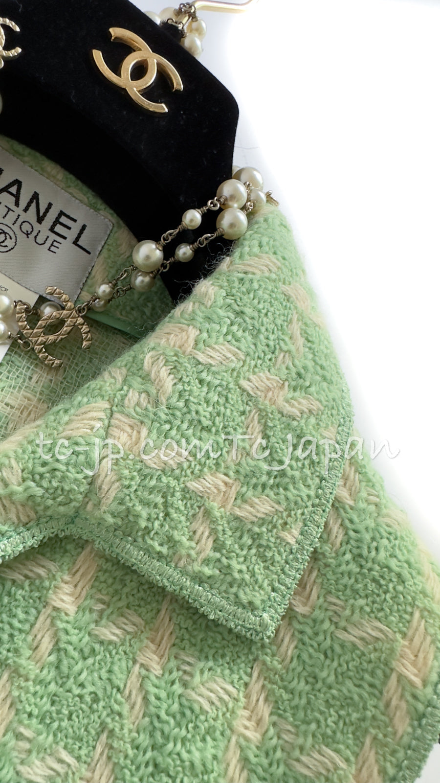 CHANEL 96S Vintage Green Ivory Wool Vest Jacket 38 40 シャネル ヴィンテージ グリーン アイボリー スーパーモデル ウール ベスト ジャケット 即発