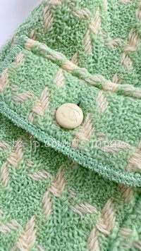 CHANEL 96S Vintage Green Ivory Wool Vest Jacket 38 40 シャネル ヴィンテージ グリーン アイボリー スーパーモデル ウール ベスト ジャケット 即発