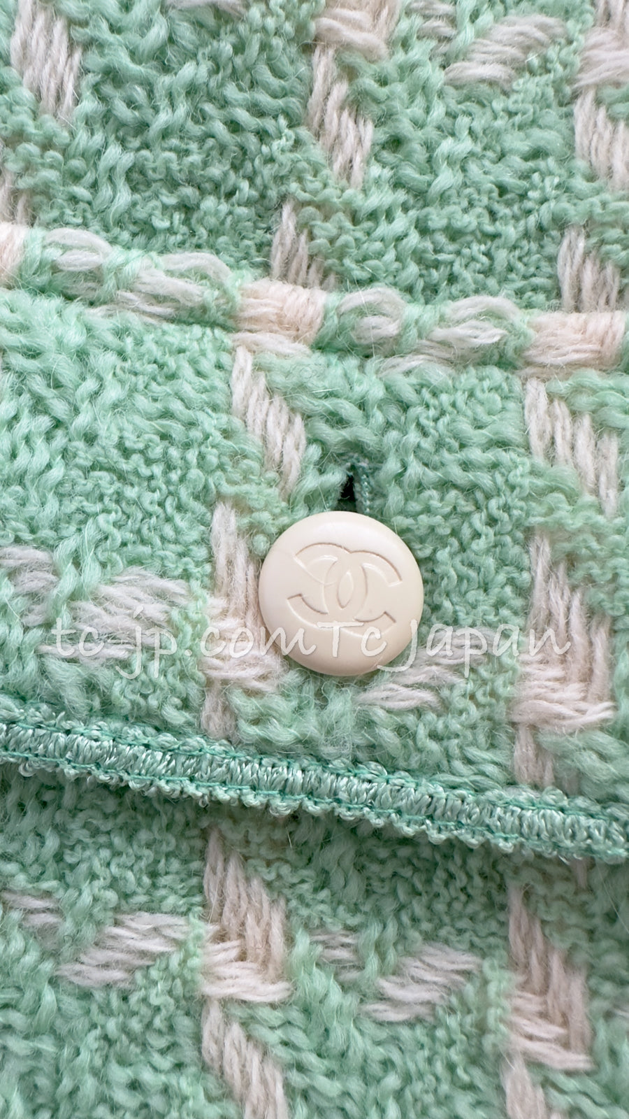 CHANEL 96S Vintage Green Ivory Wool Vest Jacket 38 40 シャネル ヴィンテージ グリーン アイボリー スーパーモデル ウール ベスト ジャケット 即発