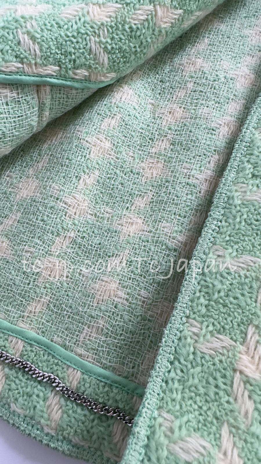 CHANEL 96S Vintage Green Ivory Wool Vest Jacket 38 40 シャネル ヴィンテージ グリーン アイボリー スーパーモデル ウール ベスト ジャケット 即発