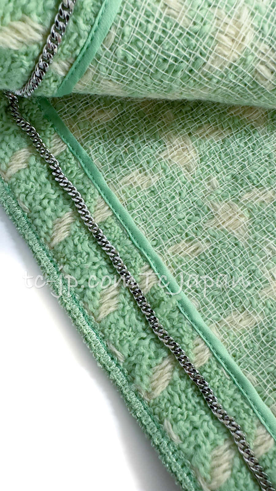 CHANEL 96S Vintage Green Ivory Wool Vest Jacket 38 40 シャネル ヴィンテージ グリーン アイボリー スーパーモデル ウール ベスト ジャケット 即発