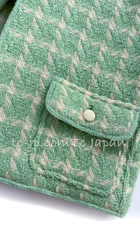 CHANEL 96S Vintage Green Ivory Wool Vest Jacket 38 40 シャネル ヴィンテージ グリーン アイボリー スーパーモデル ウール ベスト ジャケット 即発