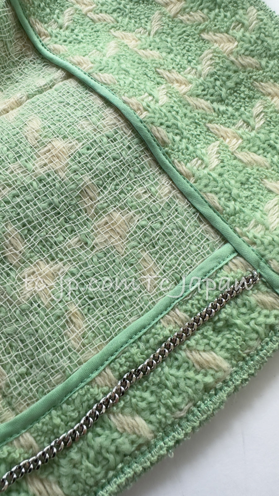 CHANEL 96S Vintage Green Ivory Wool Vest Jacket 38 40 シャネル ヴィンテージ グリーン アイボリー スーパーモデル ウール ベスト ジャケット 即発