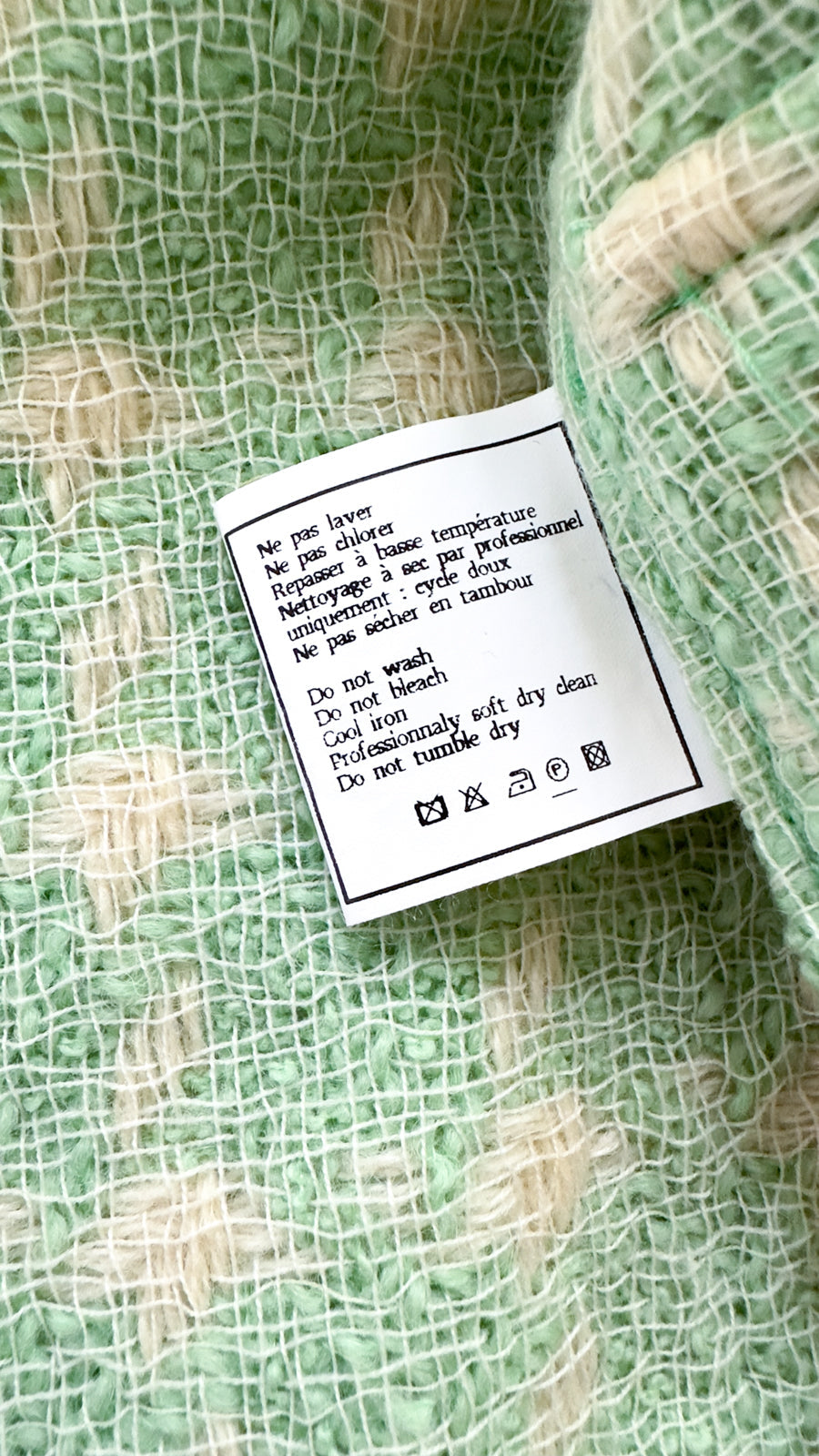 CHANEL 96S Vintage Green Ivory Wool Vest Jacket 38 40 シャネル ヴィンテージ グリーン アイボリー スーパーモデル ウール ベスト ジャケット 即発