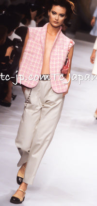 CHANEL 96S Vintage Green Ivory Wool Vest Jacket 38 40 シャネル ヴィンテージ グリーン アイボリー スーパーモデル ウール ベスト ジャケット 即発