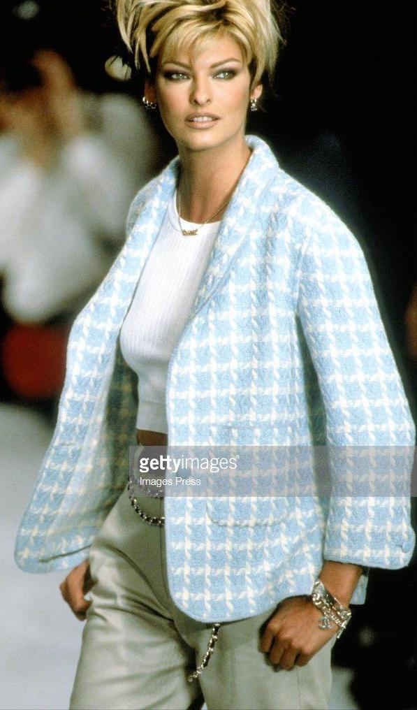 CHANEL 96S Vintage Green Ivory Wool Vest Jacket 38 40 シャネル ヴィンテージ グリーン アイボリー スーパーモデル ウール ベスト ジャケット 即発