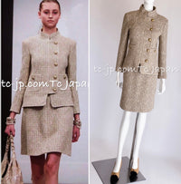 CHANEL 15S Beige Ecru Ivory Cotton Tweed Jacket Skirt Suit 34 36 38 シャネル ベージュ アイボリー コットン ツイード ジャケット スカート スーツ 即発