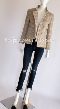 CHANEL 15S Beige Ecru Ivory Cotton Tweed Jacket Skirt Suit 34 36 38 シャネル ベージュ アイボリー コットン ツイード ジャケット スカート スーツ 即発