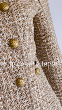 CHANEL 15S Beige Ecru Ivory Cotton Tweed Jacket Skirt Suit 34 36 38 シャネル ベージュ アイボリー コットン ツイード ジャケット スカート スーツ 即発