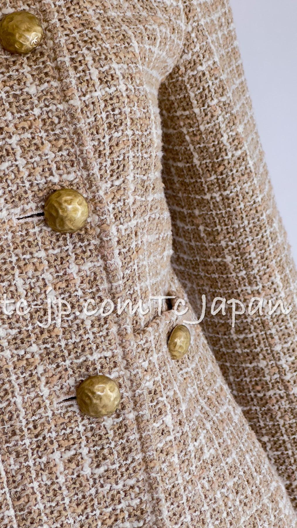 CHANEL 15S Beige Ecru Ivory Cotton Tweed Jacket Skirt Suit 34 36 38 シャネル ベージュ アイボリー コットン ツイード ジャケット スカート スーツ 即発