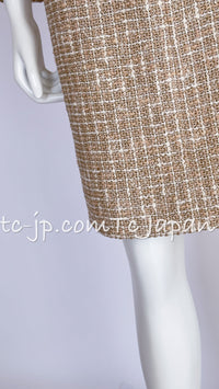 CHANEL 15S Beige Ecru Ivory Cotton Tweed Jacket Skirt Suit 34 36 38 シャネル ベージュ アイボリー コットン ツイード ジャケット スカート スーツ 即発