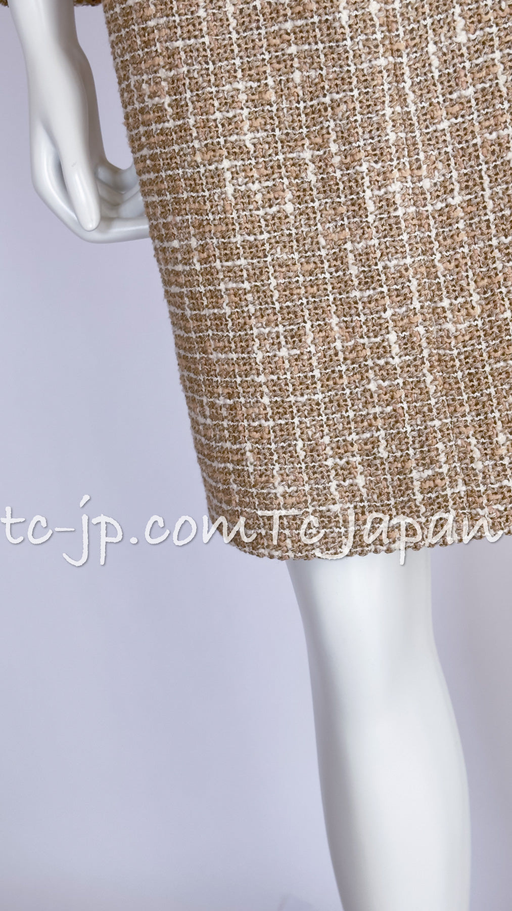 CHANEL 15S Beige Ecru Ivory Cotton Tweed Jacket Skirt Suit 34 36 38 シャネル ベージュ アイボリー コットン ツイード ジャケット スカート スーツ 即発