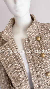 CHANEL 15S Beige Ecru Ivory Cotton Tweed Jacket Skirt Suit 34 36 38 シャネル ベージュ アイボリー コットン ツイード ジャケット スカート スーツ 即発