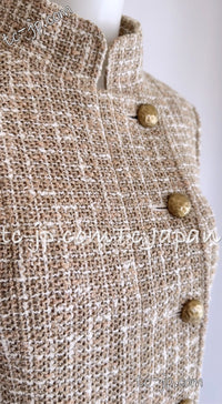 CHANEL 15S Beige Ecru Ivory Cotton Tweed Jacket Skirt Suit 34 36 38 シャネル ベージュ アイボリー コットン ツイード ジャケット スカート スーツ 即発