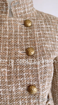 CHANEL 15S Beige Ecru Ivory Cotton Tweed Jacket Skirt Suit 34 36 38 シャネル ベージュ アイボリー コットン ツイード ジャケット スカート スーツ 即発