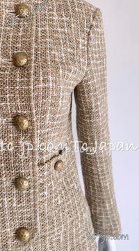 CHANEL 15S Beige Ecru Ivory Cotton Tweed Jacket Skirt Suit 34 36 38 シャネル ベージュ アイボリー コットン ツイード ジャケット スカート スーツ 即発