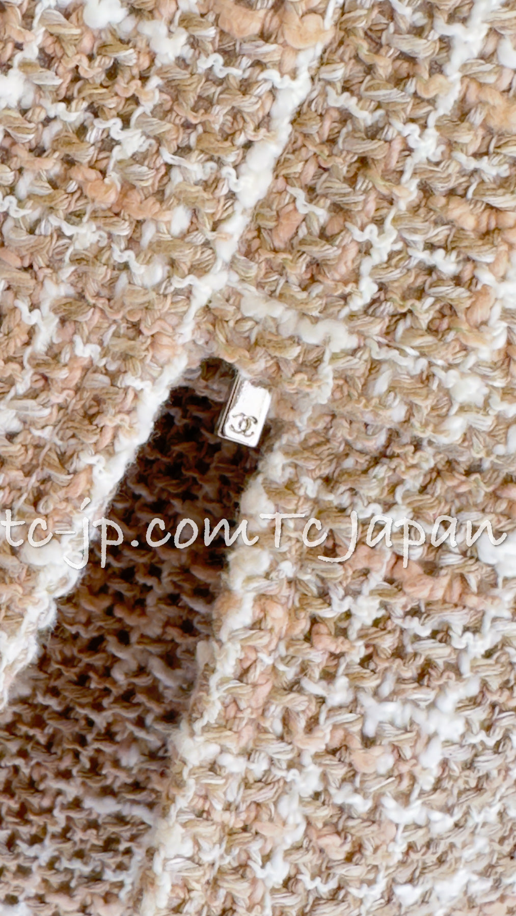 CHANEL 15S Beige Ecru Ivory Cotton Tweed Jacket Skirt Suit 34 36 38 シャネル ベージュ アイボリー コットン ツイード ジャケット スカート スーツ 即発