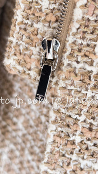 CHANEL 15S Beige Ecru Ivory Cotton Tweed Jacket Skirt Suit 34 36 38 シャネル ベージュ アイボリー コットン ツイード ジャケット スカート スーツ 即発