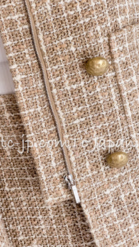 CHANEL 15S Beige Ecru Ivory Cotton Tweed Jacket Skirt Suit 34 36 38 シャネル ベージュ アイボリー コットン ツイード ジャケット スカート スーツ 即発