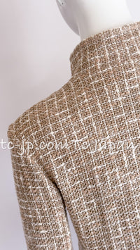 CHANEL 15S Beige Ecru Ivory Cotton Tweed Jacket Skirt Suit 34 36 38 シャネル ベージュ アイボリー コットン ツイード ジャケット スカート スーツ 即発