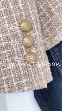 CHANEL 15S Beige Ecru Ivory Cotton Tweed Jacket Skirt Suit 34 36 38 シャネル ベージュ アイボリー コットン ツイード ジャケット スカート スーツ 即発