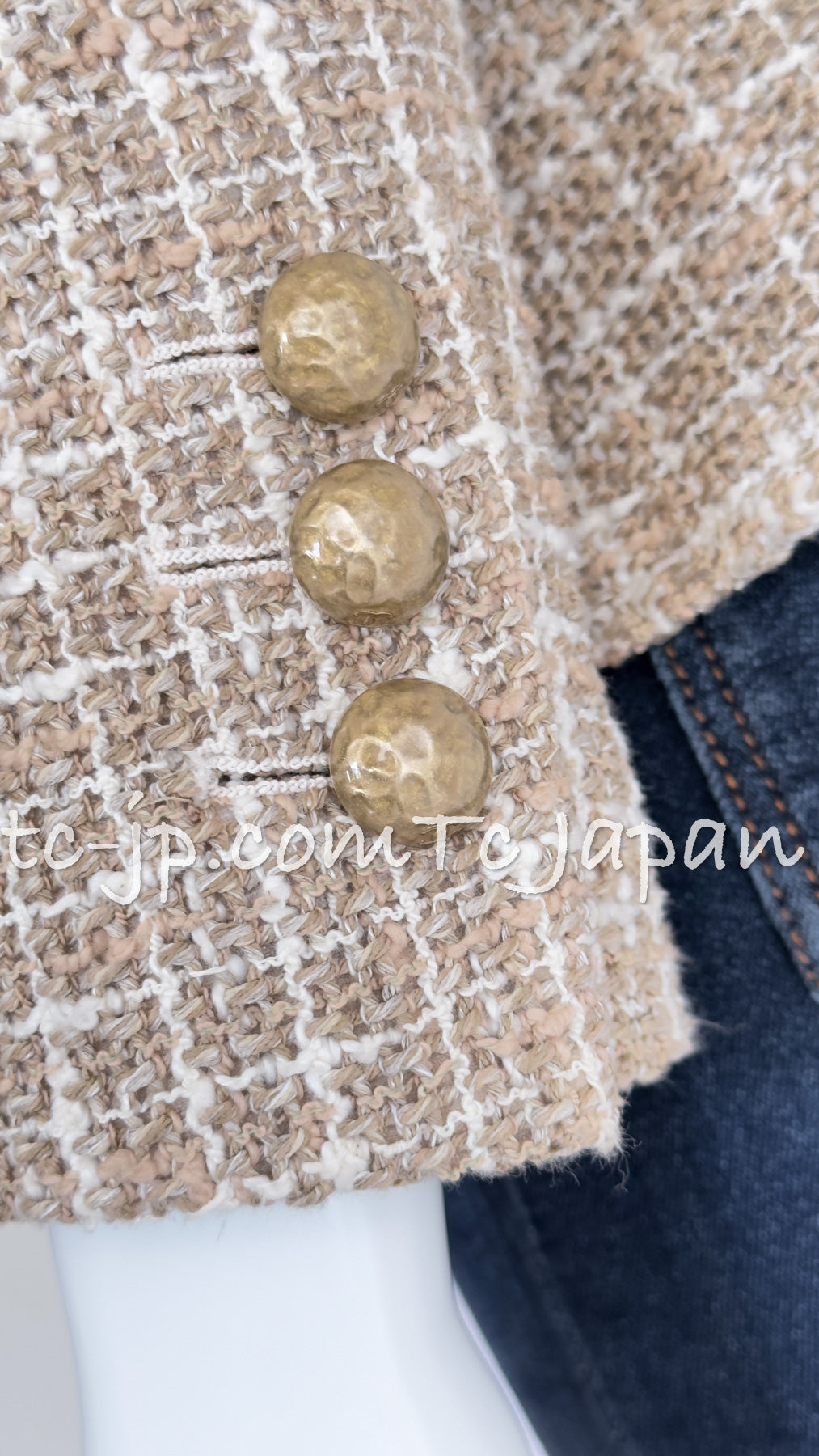 CHANEL 15S Beige Ecru Ivory Cotton Tweed Jacket Skirt Suit 34 36 38 シャネル ベージュ アイボリー コットン ツイード ジャケット スカート スーツ 即発