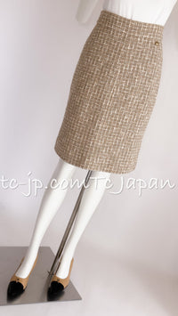CHANEL 15S Beige Ecru Ivory Cotton Tweed Jacket Skirt Suit 34 36 38 シャネル ベージュ アイボリー コットン ツイード ジャケット スカート スーツ 即発