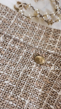 CHANEL 15S Beige Ecru Ivory Cotton Tweed Jacket Skirt Suit 34 36 38 シャネル ベージュ アイボリー コットン ツイード ジャケット スカート スーツ 即発