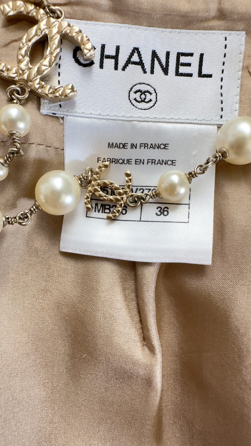 CHANEL 15S Beige Ecru Ivory Cotton Tweed Jacket Skirt Suit 34 36 38 シャネル ベージュ アイボリー コットン ツイード ジャケット スカート スーツ 即発