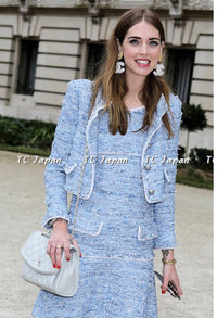 CHANEL 15S Beige Ecru Ivory Cotton Tweed Jacket Skirt Suit 34 36 38 シャネル ベージュ アイボリー コットン ツイード ジャケット スカート スーツ 即発