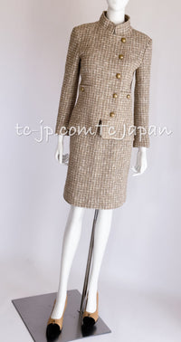 CHANEL 15S Beige Ecru Ivory Cotton Tweed Jacket Skirt Suit 34 36 38 シャネル ベージュ アイボリー コットン ツイード ジャケット スカート スーツ 即発