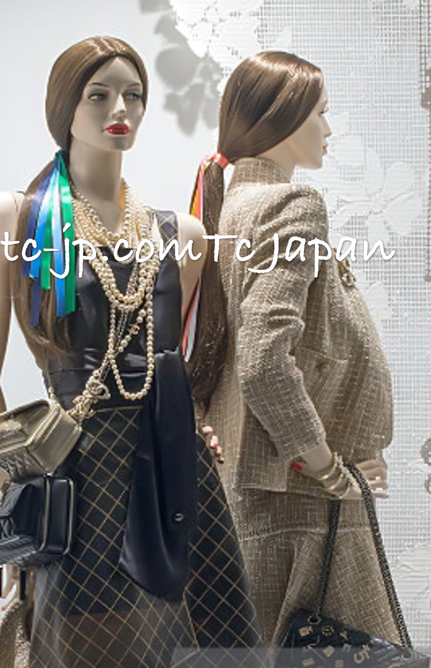 CHANEL 15S Beige Ecru Ivory Cotton Tweed Jacket Skirt Suit 34 36 38 シャネル ベージュ アイボリー コットン ツイード ジャケット スカート スーツ 即発