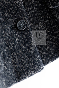 CHANEL 05A Charcoal Gray Brown Rabbit Real Fur Wool Tweed Jacket 34 シャネル チャコール グレー ブラウン ラビット ラパン リアル ファー ウール ツイード ジャケット 即発