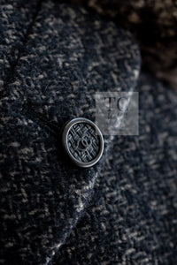 CHANEL 05A Charcoal Gray Brown Rabbit Real Fur Wool Tweed Jacket 34 シャネル チャコール グレー ブラウン ラビット ラパン リアル ファー ウール ツイード ジャケット 即発