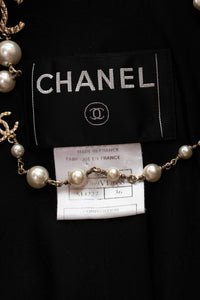 CHANEL 06C Ivory Black Multicolor Epaulets Zipper Wool Cotton Tweed Jacket 36 シャネル アイボリー ブラック マルチカラー ジッパー ウール コットン ツイード ジャケット 即発