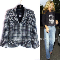 CHANEL 06C Ivory Black Multicolor Epaulets Zipper Wool Cotton Tweed Jacket 36 シャネル アイボリー ブラック マルチカラー ジッパー ウール コットン ツイード ジャケット 即発