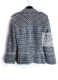 CHANEL 06C Ivory Black Multicolor Epaulets Zipper Wool Cotton Tweed Jacket 36 シャネル アイボリー ブラック マルチカラー ジッパー ウール コットン ツイード ジャケット 即発