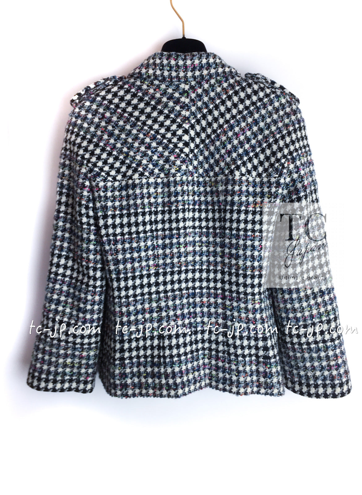 CHANEL 06C Ivory Black Multicolor Epaulets Zipper Wool Cotton Tweed Jacket 36 シャネル アイボリー ブラック マルチカラー ジッパー ウール コットン ツイード ジャケット 即発