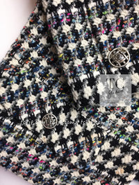 CHANEL 06C Ivory Black Multicolor Epaulets Zipper Wool Cotton Tweed Jacket 36 シャネル アイボリー ブラック マルチカラー ジッパー ウール コットン ツイード ジャケット 即発