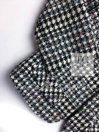 CHANEL 06C Ivory Black Multicolor Epaulets Zipper Wool Cotton Tweed Jacket 36 シャネル アイボリー ブラック マルチカラー ジッパー ウール コットン ツイード ジャケット 即発