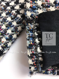 CHANEL 06C Ivory Black Multicolor Epaulets Zipper Wool Cotton Tweed Jacket 36 シャネル アイボリー ブラック マルチカラー ジッパー ウール コットン ツイード ジャケット 即発