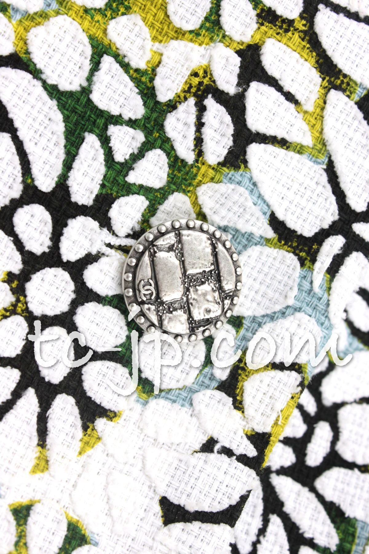 CHANEL 15S White Floral Pattern Short Sleeve Zipper Jacket 38 シャネル ホワイト フローラル 花柄 カメリア ジッパー ジャケット 即発