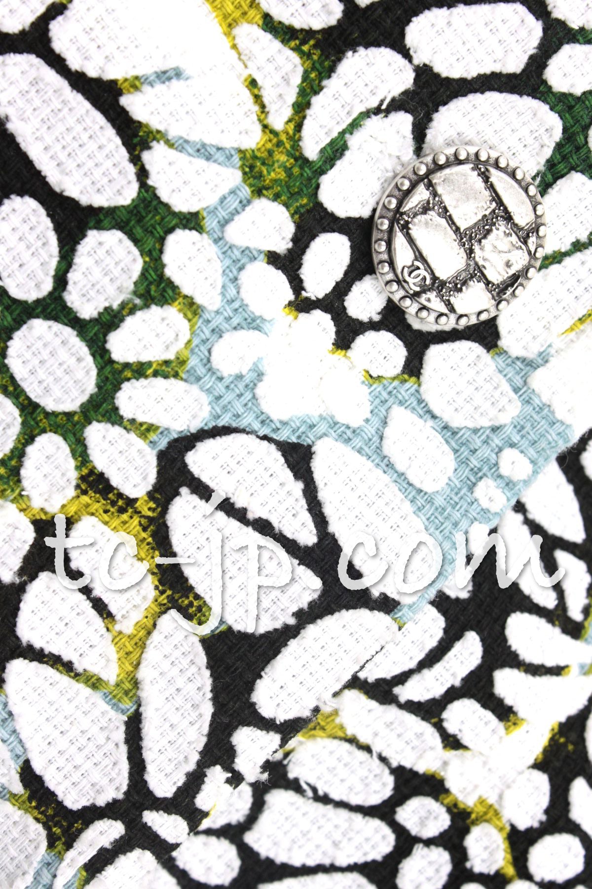 CHANEL 15S White Floral Pattern Short Sleeve Zipper Jacket 38 シャネル ホワイト フローラル 花柄 カメリア ジッパー ジャケット 即発